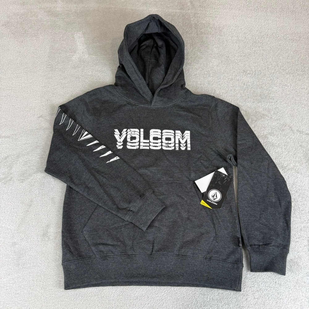 Volcom Cement Pullover Hoodie Boys Medium (10/12) Charcoal Heather $50 New NWT
